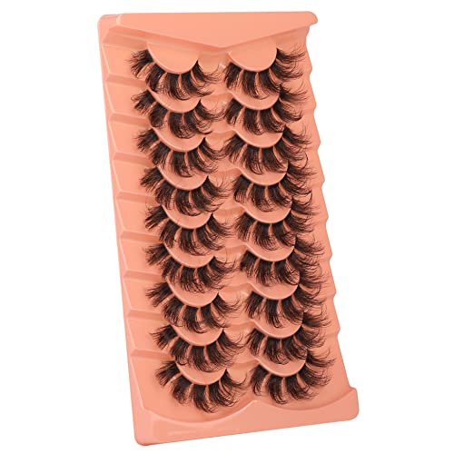 Brown Lashes Wispy False Eyelashes Diy Lash Clusters Fluffy Volume Mink Lashes Strip Lashes That Look Like Eyelash Extensions Fake Eye Lashes 9 Pairs Pack By Alice #TOP7