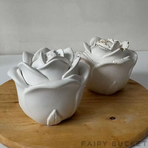 Image of Aesthetic Soy Wax Blend Candles | Reusable Concrete Flower Jar with Lid | Pack of 1 Vanilla & Rose Scents | 12+Hours Burn Time | Ideal Home Decor for Bedroom & Office
