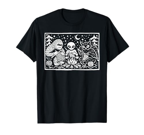 Campfire Crochet Club Funny Bigfoot Alien Mothman Knitting T-Shirt