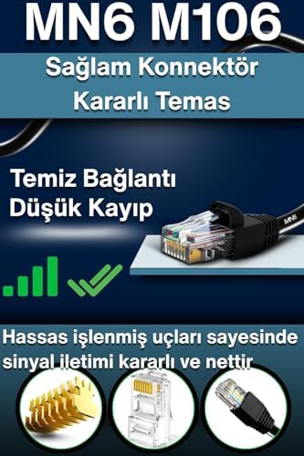 MN6 M106 internet kablosu 60 metre/Cat6 İki Kat Korumalı-UTP 0,50mm/60 Metre internet bağlantı kablosu/iç Dış Mekan/ISO 9001 Ve 2012 Certified High Pro Cable (Ölçü, Metre, 60) - Görsel 3