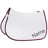 eskadron chilli red  Eskadron White-Chilli/Navy Cotton Pony Vielseitigkeit-Schabracke mit individuellem Namen Bestickt, Schriftart:Arial (Druckschrift), Garnfarbe Maderia:Aqua 1892