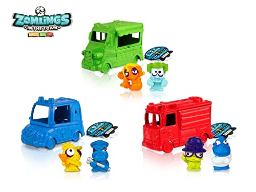 ZOMLINGS In The Big Town Series 5 - Juego de 3 móviles Zom - Camión de bomberos, furgoneta de helados y coche de policía