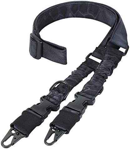 CHILION 1050D Cloth Material 2 Points Rifle Sling Shotgun Sling Strap Adjustable Gun Sling with Upgrade Metal Hook (Pythons Black)