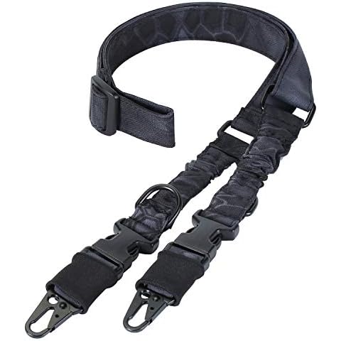CHILION 1050D Cloth Material 2 Points Rifle Sling Shotgun Sling Strap Adjustable Gun Sling with Upgrade Metal Hook (Pythons Black) Cover