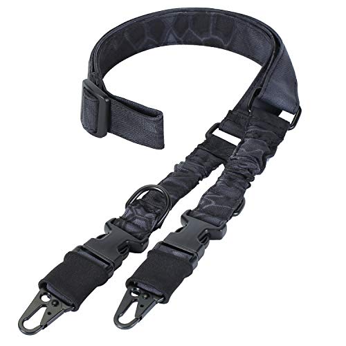 Chilion 1050D Cloth Material 2 Points Rifle Sling Shotgun Sling Strap Adjustable Gun Sling With Upgrade Metal Hook (Pythons Black) #TOP2