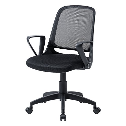 サンワダイレクト オフィスチェア メッシュ 肘掛け 跳ね上げ式 ミドルバック 高さ調整 キャスター付き デスクチェア ブラック 150-SNCM011
