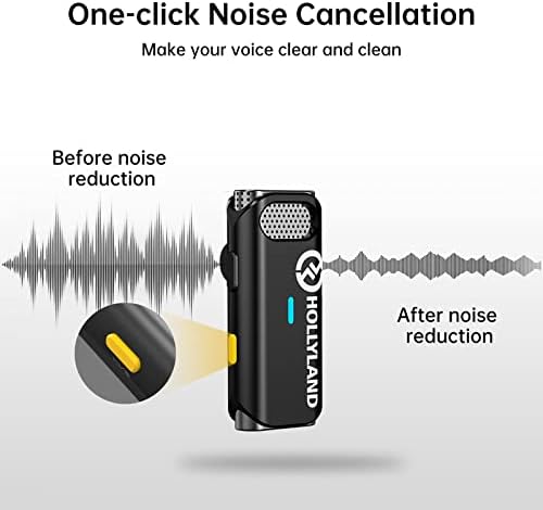 Hollyland Lark M1 Wireless Lavalier Microphone with Noise Cancellation, 656ft Transmission,8H Battery Life, Compact Wireless Lapel microphone system for DSLR Cameras/iPhone/Android/Live Streaming