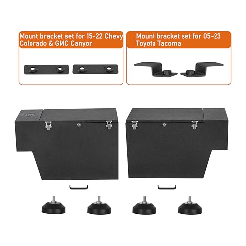 Hooke Road Tacoma Bed Tool Box Lockable Cargo Storage for Toyota Tacoma 5 FT Bed, Chevy Colorado & GMC Canyon 5\'2\" Truck, Solid Steel Waterproof Security Toolbox with Lock Keys