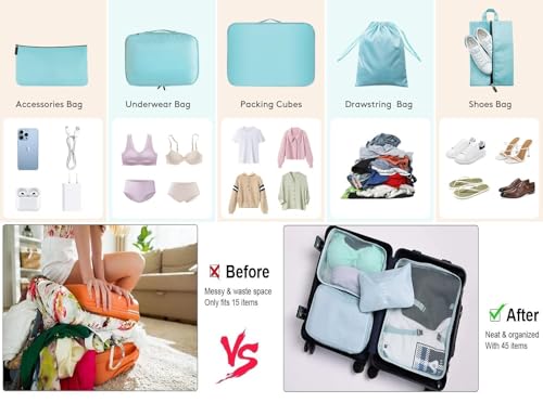 Image of 7pcs Set Luggage Carry On Suitcase Packing Cubes | Luggage Packing Organizers for Travel Accessories