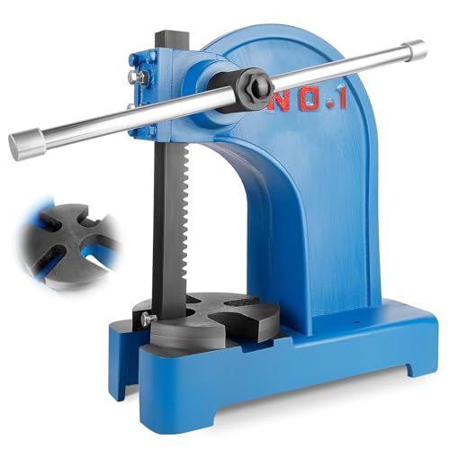 PXVWA 1 Ton Arbor Press Heavy Duty Manual Desktop Arbor Press for Metal forming Plastics Cutting, Hole Punching, (Blue)