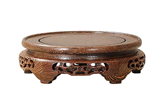 Round Hollow Carved Base Wooden Rosewood Chicken Wing Wood Stand Vase Plant Fishbowl Buddha Statue Pedestal