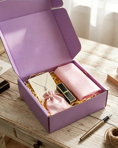 Image of Cardboard Boxes,15 Pack Shipping Boxes 6x6x2 Recyclable Mailing Boxes Colored Corrugated Cardboard Box Small Storage Boxes for Shipping, Mailing, Gifts Packaging (Light Purple)