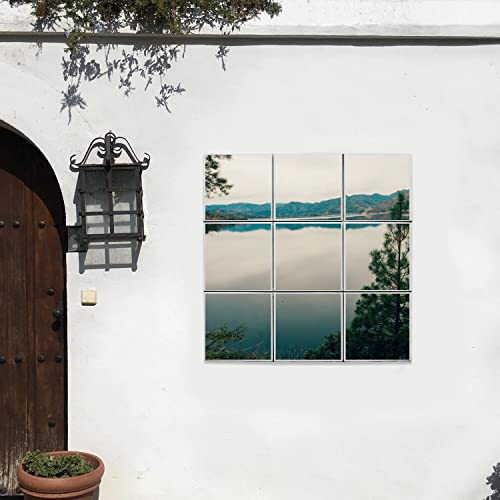 Carreaux céramique pour masquer un mur abîmé avec une fresque paysage montagne 60x60