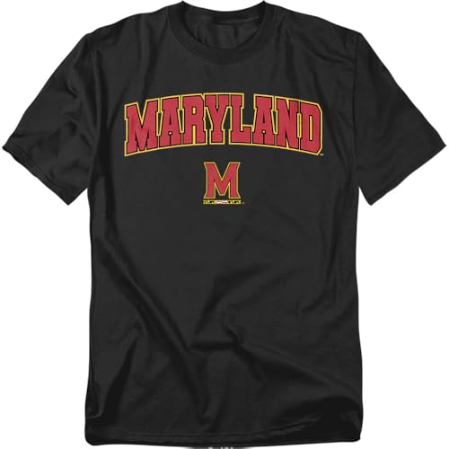 LOGOVISION University of Maryland Arch Logo Secondary Unisex Adult T Shirt, Black, Large