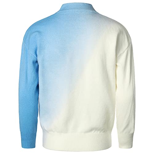 Men's Gradient Sweater Mock Neck Long Sleeve Sweater Soft Casual Knit Pullover Sweaters with Ribbing Edge3