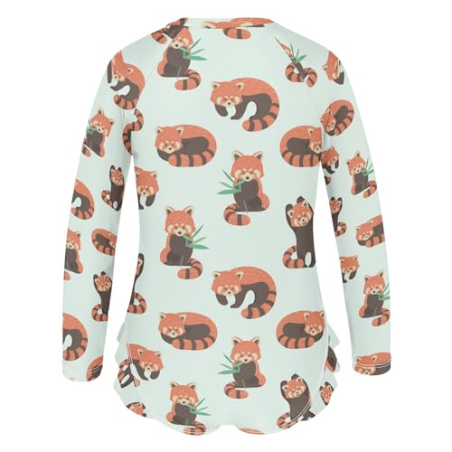 Aflyko Girls' Rash Guard Swimsuit Cute Red Panda One-Piece Swimwear UPF 50+3