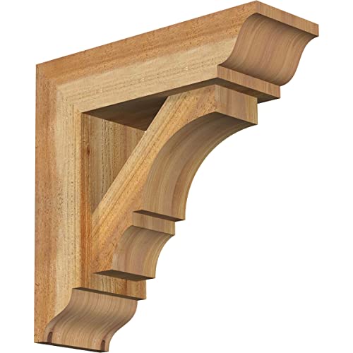 Ekena Millwork BKT0604X18X18BOA01RWR Balboa Traditional Rough Sawn Bracket w/Offset Brace, 18" D x 18" H, Western Red Cedar