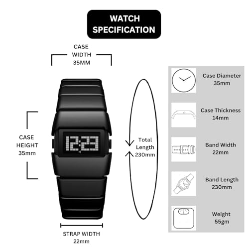 Image of ON TIME OCTUS Unisex Retro Digital Watch | Futuristic Link Strap | LED Display Wristwatch for Men, Women