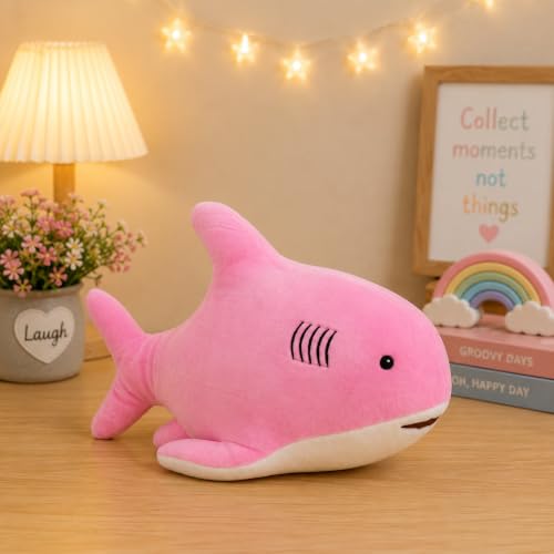 Image of Goldenhub Plush Pink Shark Soft Toy, 45 cm for Kids
