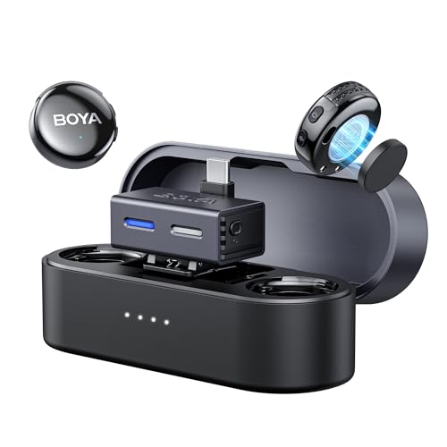 BOYA BOYALINK 3 Wireless Lavalier Mini Microphones for iPhone 15-16/Android/PC/Camera,AI Noise...