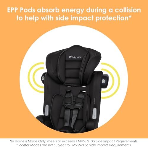 Baby Trend Hybrid SI 3-in-1 Combination Booster Seat, Hoboken Black – Side-Impact Protection, 3-Stage Growth Design, Adjustable Headrest, Cushioned Comfort — view 6