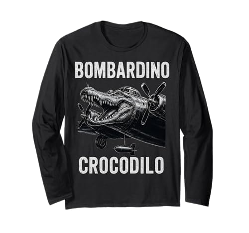 Bombardino Crocodilo Funny Crocodile Italian Brainrot Meme Long Sleeve T-Shirt