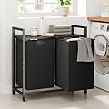 Kitstorack Laundry Basket Organizer, Laundry Hamper with Shelf & 2 Pull-Out Removable Bags, Dirty Clothes Hamper Organizer for Laundry Room Bathroom and Dorm, 2 x 11.8 gallons (44.5L)
