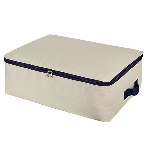 Lifewit Cotton Canvas Storage Bags Foldable Underbed Storage Bag for Comforters, Blanket, Bedding, Duvet, 50L