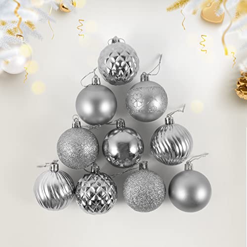34Cts Christmas Balls Ornaments - 2.36Inches Shatterproof Silver Christmas Decorations, Sparkling Silver Christmas Ornaments, Hanging Ornaments Balls For Christmas Trees (Silver) #TOP3