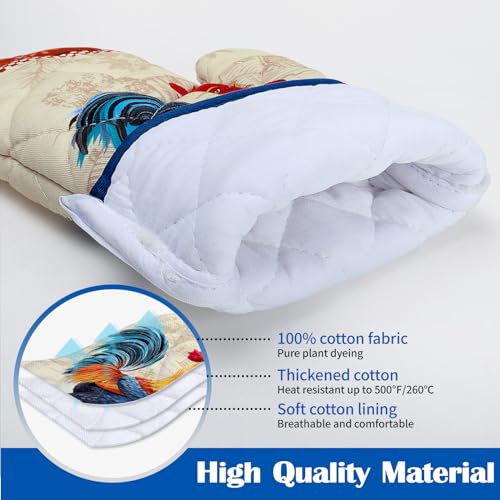 Rooster-Oven-Mitts-and-Pot-Holders-Sets-100-Cotton-Heat-Resistant-Extra-Long-Oven-Gloves-Potholder-for-Kitchen-Cooking-Baking-Housewarming Rooster Oven Mitts and Pot Holders Sets 100 Cotton Heat Resistant Extra Long Oven Gloves Potholder for Kitchen Cooking Baking Housewarming