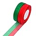 Shappy Total 100 Yards 22 mm Shiny Organza Ribbon Wide Shimmer Sheer Organza Ribbons for DIY Christmas Decoration, 2 Rolls, Green and Red