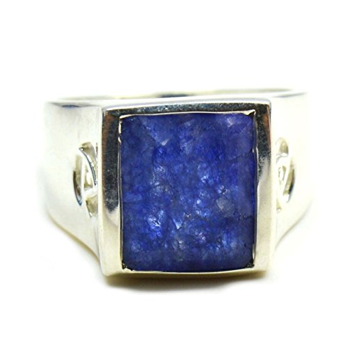Bague saphir bleu homme argent ajustable toutes tailles H-Z
