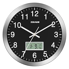 12 " Atomic Analog Wall Clock with Digital Date, Week & Indoor Temp Battery Operated Atomic Wall photo 12 " Atomic Analog Wall Clock with Digital Date, Week & Indoor Temp Battery Operated Atomic Wall