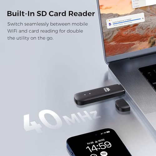 MIRO UF1 4G LTE WiFi USB Network Adapter 150Mbps Speed, Dual SIM/SD Slots Wireless Dongle, Wi-Fi Stick USB2.0 Interface WiFi Adapter for Desktop PC Laptop