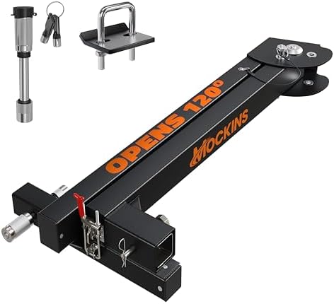 Mockins 450 Lbs. Capacity Swing Away Hitch Adapter for 2" Receiver | 120° Hitch Swing Arm Pivot Angle | Heavy Duty Swing Away Bike Rack & Cargo Carrier Extender Accessory for Easy Rear Vehicle Access