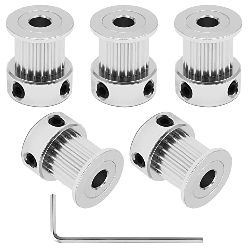 PHITUODA 5pcs GT2 Pulley 20 Teeth 5mm Bore Fit 10mm Belt Width, Aluminum Timing Pulley Wheel Synchronous Wheels Gear Par
