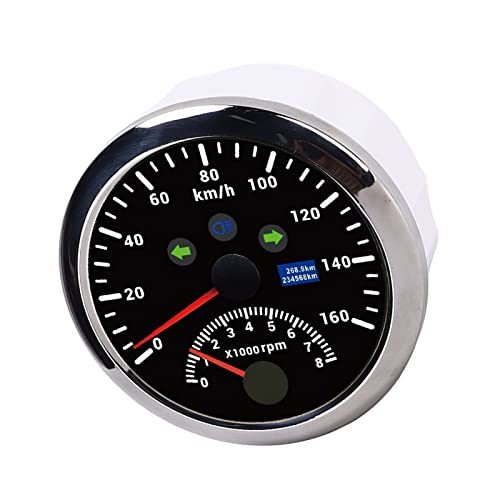 Velocímetro GPS y tacómetro de 85 mm 160 kmh con LCD rojo e IP67 para barcos y camiones