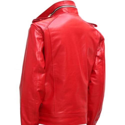 SID Mens Scarlet Red Parakeet Lambskin Leather Jacket,Biker Jacket 3X-Large