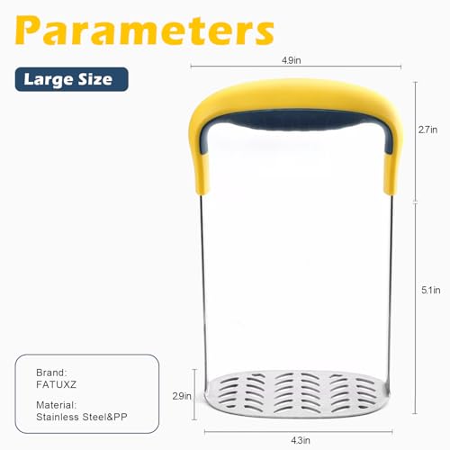 Fatuxz MASHERS Large Smooth Mash Potato Masher,Heavy Duty Stainless Steel Mashed Potatoes,Versatile Masher For Potatoes,Sweet Potato,Vegetables,Beans,Dishwasher Safe thumb #5