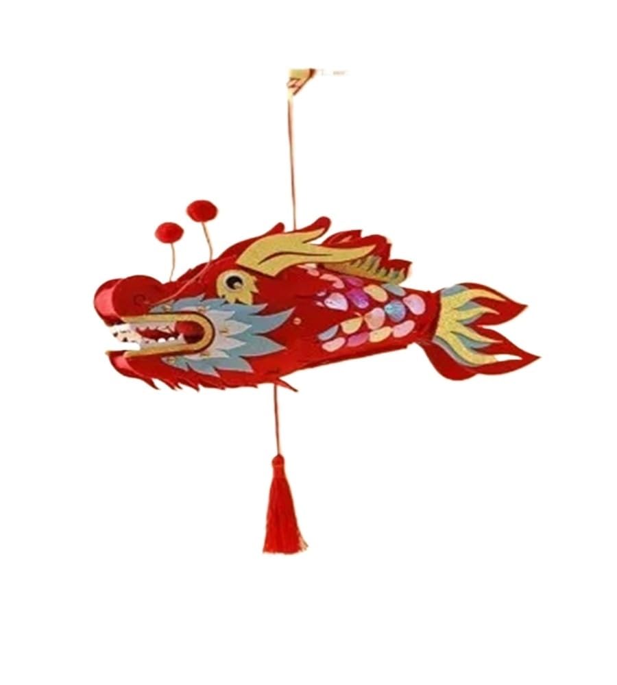 1pcs Mid-Autumn Festival Children's Hand Held Dragon Fish Lantern Handmade Dragon Lantern Material Package New Year(Blue)