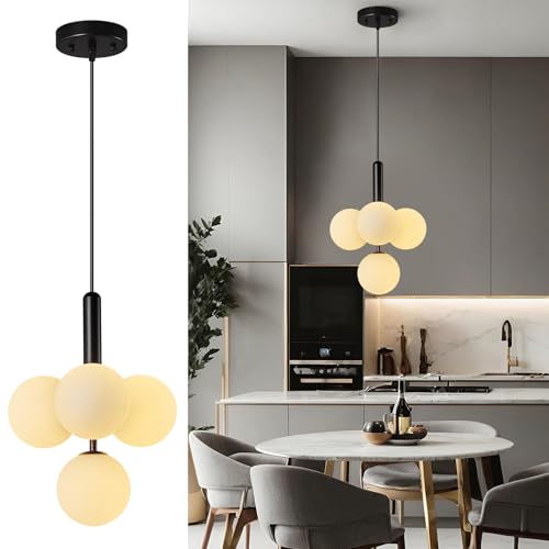 LBSQJ 4 Light Globe Chandelier Mid Century Pendant Light with