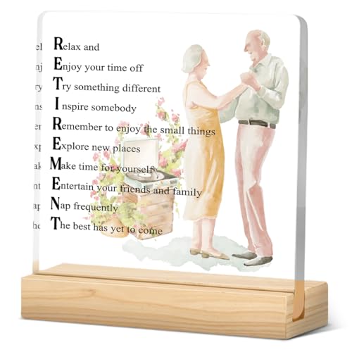 Image of Retirement Gifts for Women Men, Happy Acrylic Retirement Gifts, Coworker Teacher Nurse Boss Retired Gift with Gag for Retirees - Retire Gift for Retired Cadre Worker