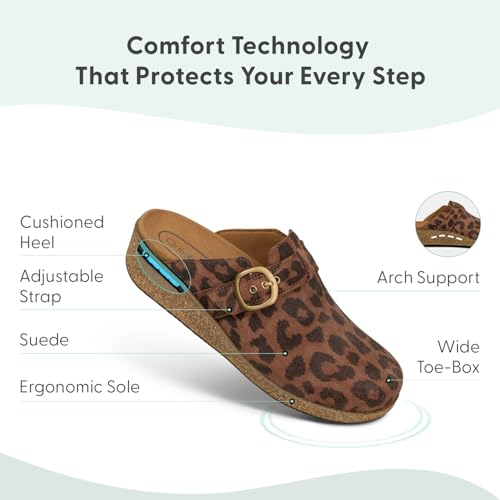 Orthofeet Women's Orthopedic Leather Casey Clogs for Plantar Fasciitis Relief3