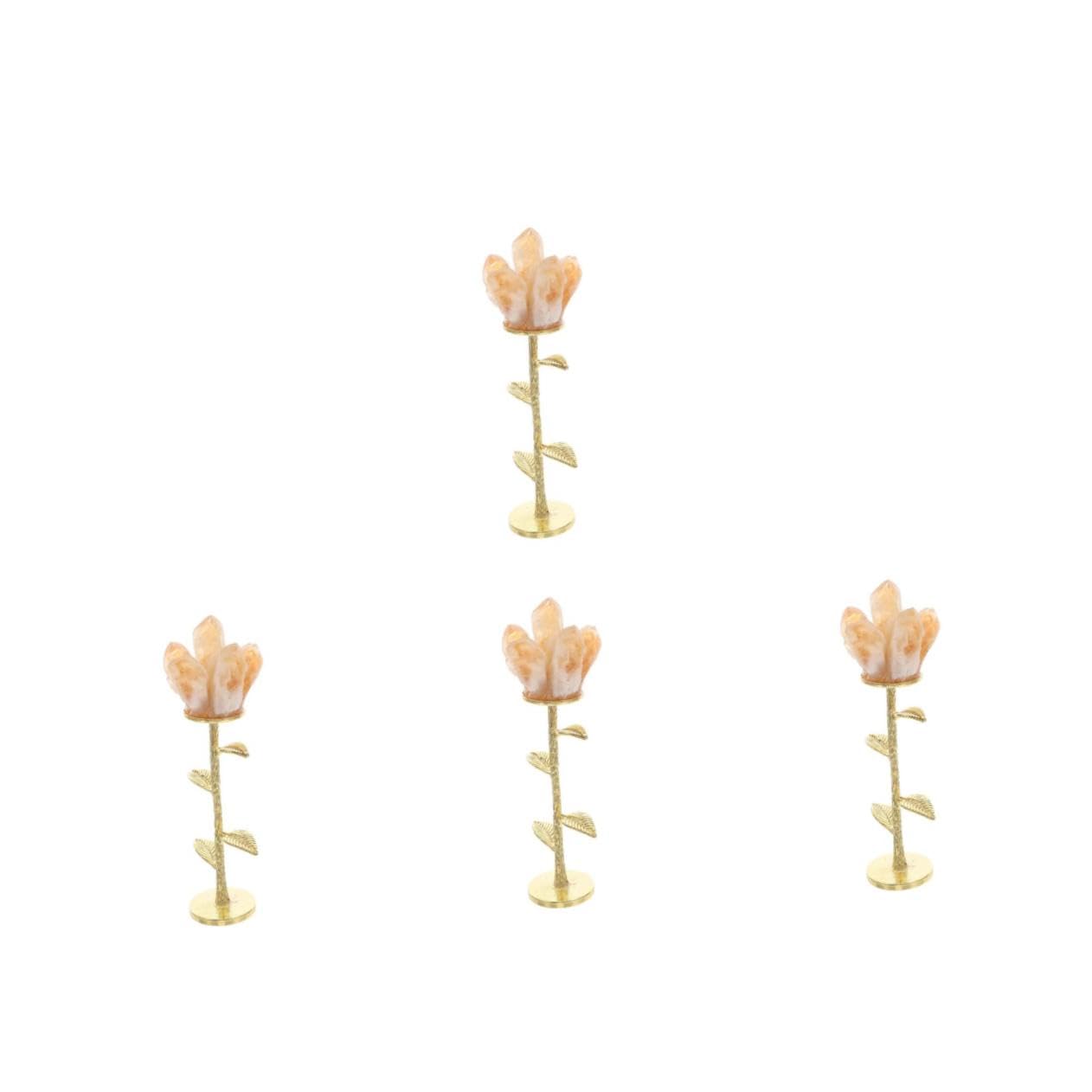 Flores de cristal amarillo geométrico PRETYZOOM con metal decorativo para mesas Juego de 4 piezas