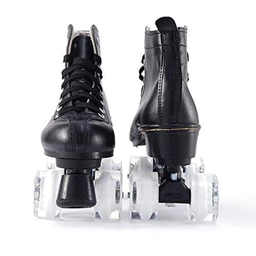 Classic Roller Skates For Women Pu Leather Premium Roller Skates Black Skates Shiny Four Wheels Roller Derby Skates For Unisex Youth Outdoor #TOP3