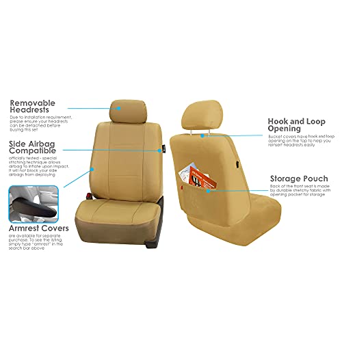 image for FH Group Front Set Faux Leather Car Seat Covers for Low Back Seat with