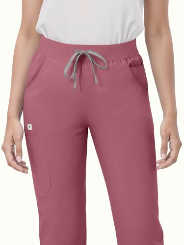 Image of Scrub Pants for Women - Straight Leg Medical Scrub Pants 6 Pockets | Side Hem Slits, Adjustable Drawstring, Soft Stretch, For Nurses, Clinics, Long Shifts, Daily Medical Work Pants