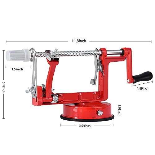 Apple Peeler Corer, Long lasting Chrome Cast Iron Apple Peeler Slicer Corer with Stainless Steel Blades and Powerful Suction Base for Apples and Potato