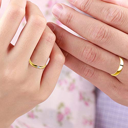 Uloveido 3mm 4mm Gold Stainless Comfort Fit Plain Bands, Matching Wedding Engagement Bands Rings for Women Men Y6432