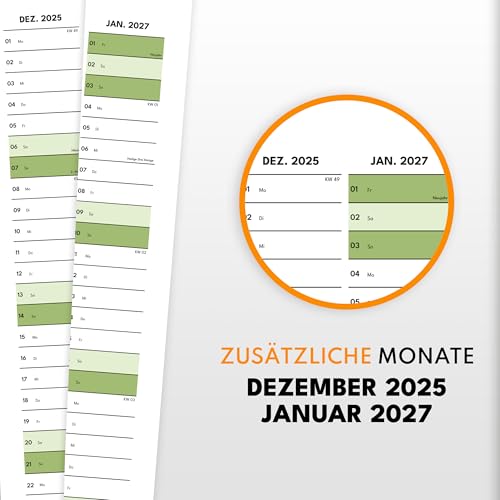 XXL Wandkalender 2026 groß (90x60cm) - Jahresplaner 2026 quer als Kalender für die Wand - Jahreskalender für 14 Monate mit Ferienübersicht - Kalender gefalzt für das Büro